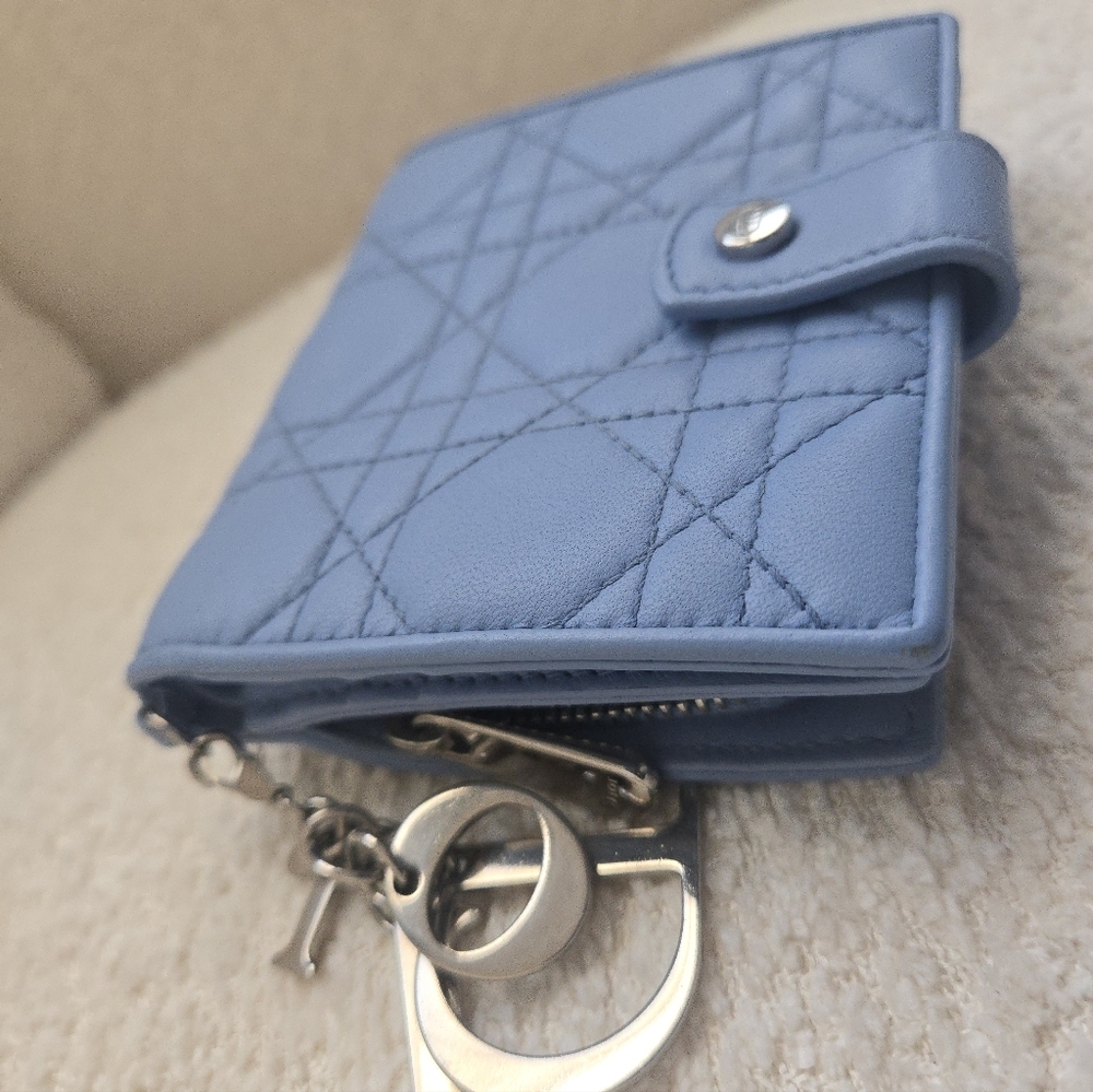 Christian Dior Cannage Lady Dior Eden Leather Wallet Blue - Picture 4 of 16